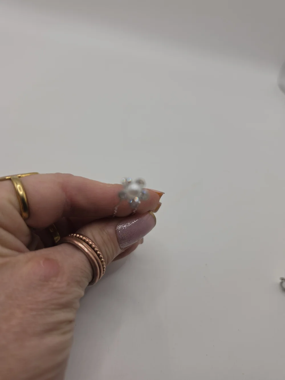 Set Of 16 Silver Pearl Flower Crystal Bobby Pins - Set of Decorative Hair Pins